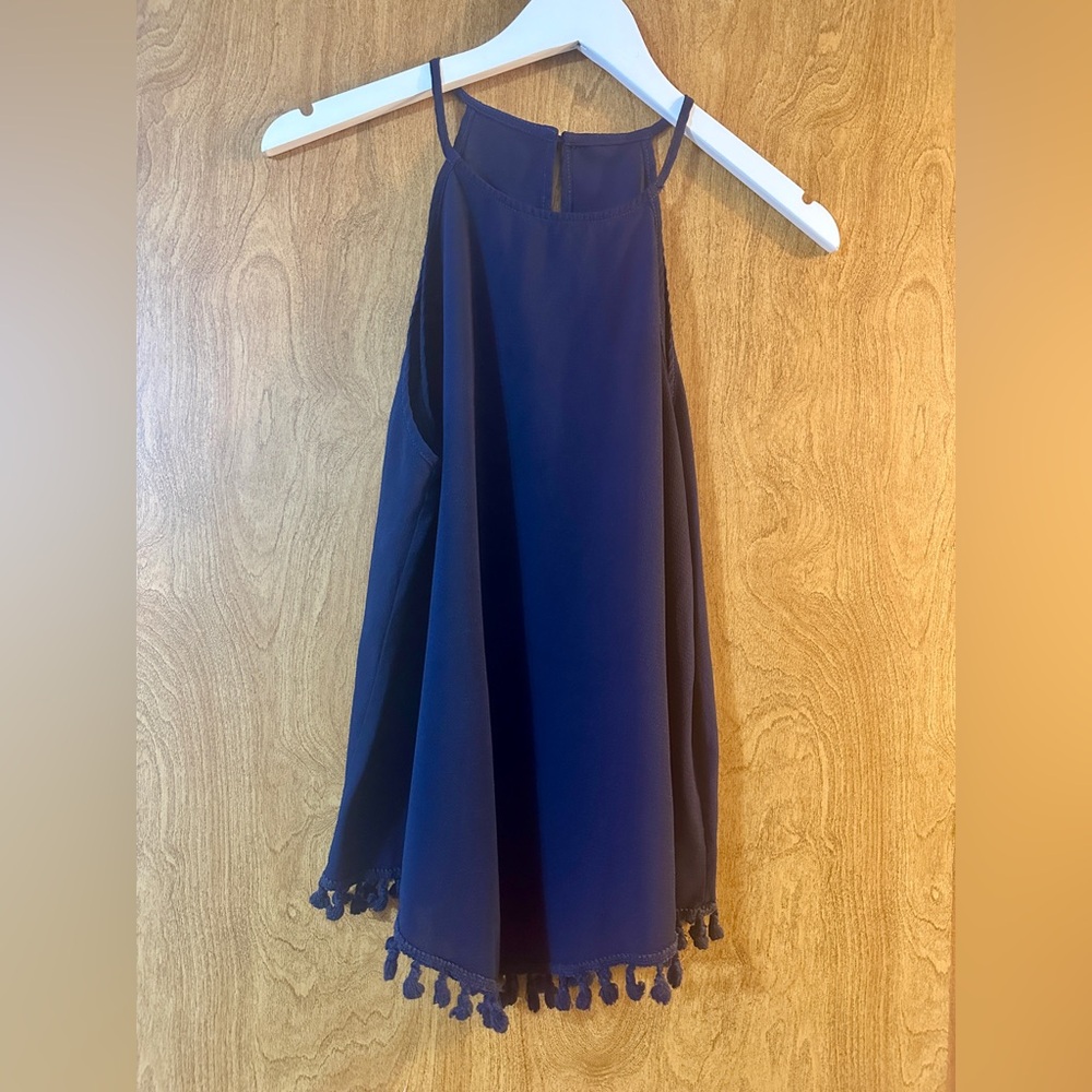 SHEIN Curve Blue Halter Tassel Hem Top – Size 0XL